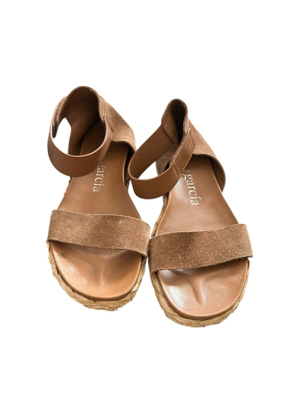 PEDRO GARCIA 40.5 JAIDA SANDAL suede leather w raffia cork sole trim comfort - Picture 7 of 12